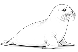 Foca realista deitada, desenho para colorir
