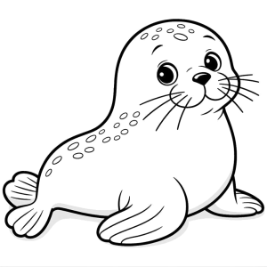 Foca fofa sentada, desenho para colorir