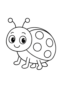 Joaninha simples a sorrir, desenho para colorir