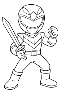Desenho para colorir de Ranger chibi com espada