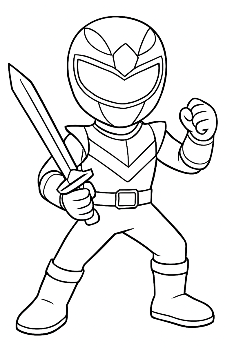 Desenho para colorir de Ranger chibi com espada