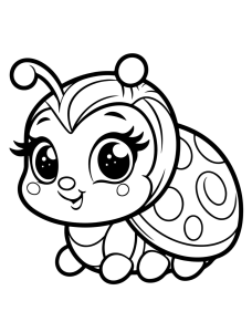 Joaninha bebé de olhos grandes, desenho para colorir