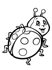 Joaninha divertida de traço grosso, desenho para colorir