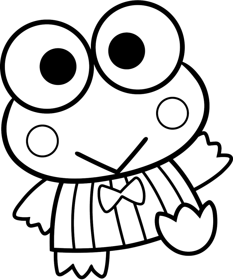 Desenho para colorir de Keroppi em grande plano a sorrir