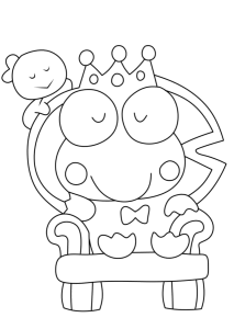 Desenho para colorir de Keroppi rei sentado num trono