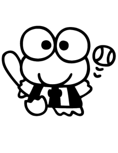Desenho para colorir de Keroppi a jogar basebol