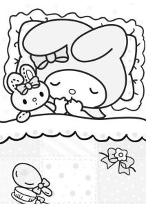 Desenho para colorir de My Melody a dormir em grande plano
