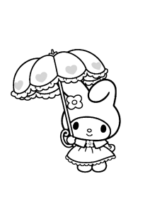 Desenho para colorir de My Melody com uma sombrinha
