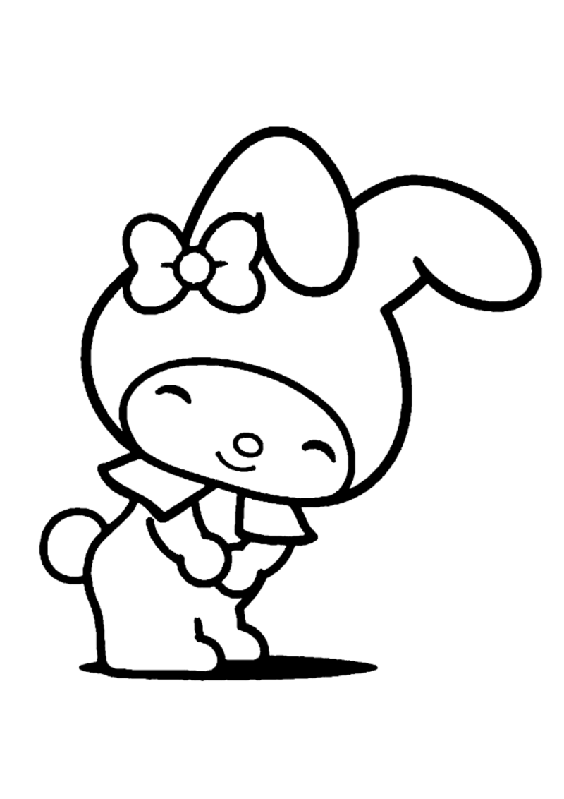 Desenho para colorir de My Melody a rir de olhos fechados