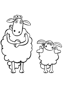 Ovelha grande e ovelha pequena divertidas, desenho para colorir