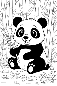 Panda bebé entre bambus, desenho para colorir