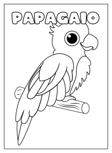Papagaio com o nome escrito, desenho para colorir
