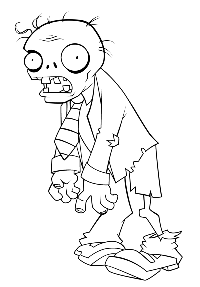 Desenho para colorir de um zombie clássico de gravata