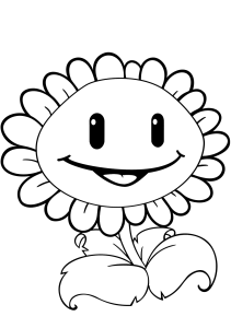 Desenho para colorir de um girassol sorridente