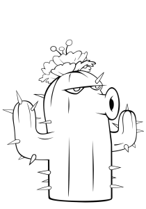 Desenho para colorir de um cato de Plants vs. Zombies