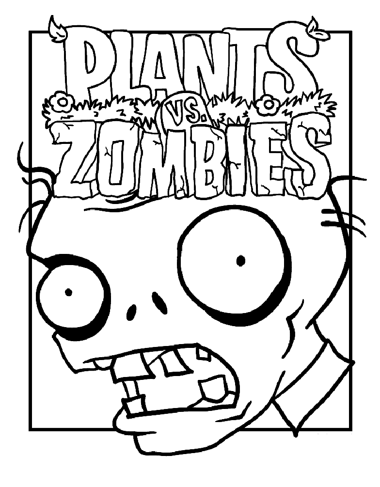 Desenho para colorir da cabeça de zombie com o logótipo