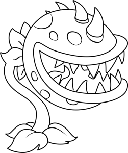 Desenho para colorir de uma planta carnívora com espinhos