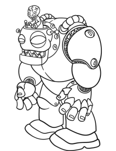 Desenho para colorir de um zombie robô gigante
