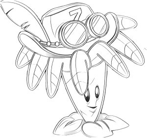 Desenho para colorir de uma planta com óculos de aviador