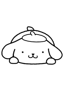 Desenho para colorir de Pompompurin deitado a espreitar