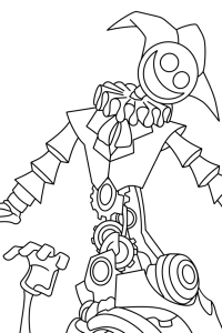 Desenho para colorir de um bobo mecânico de corpo inteiro