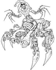 Desenho para colorir de um brinquedo mecânico em forma de aranha