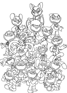 Desenho para colorir de Smiling Critters em grupo