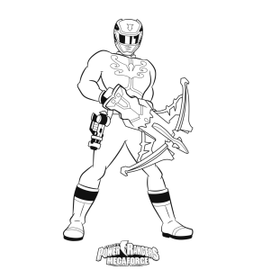 Desenho para colorir de Ranger Megaforce com a arma na mão