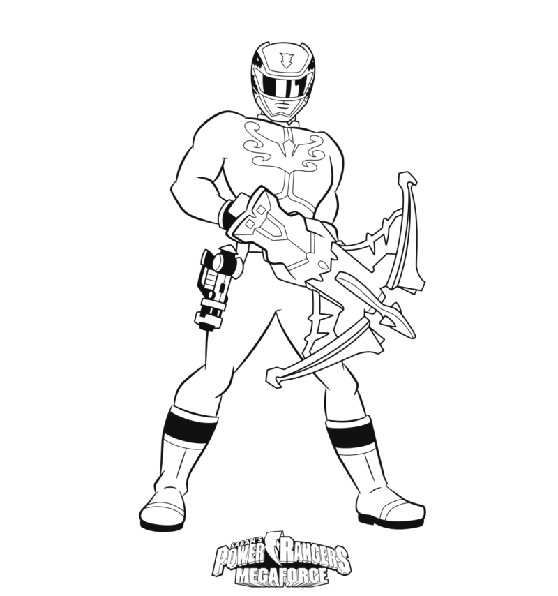 Desenho para colorir de Ranger Megaforce com a arma na mão