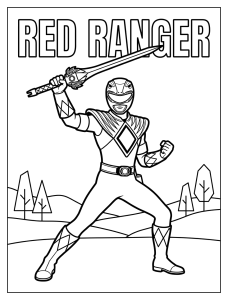 Desenho para colorir de Red Ranger com a espada