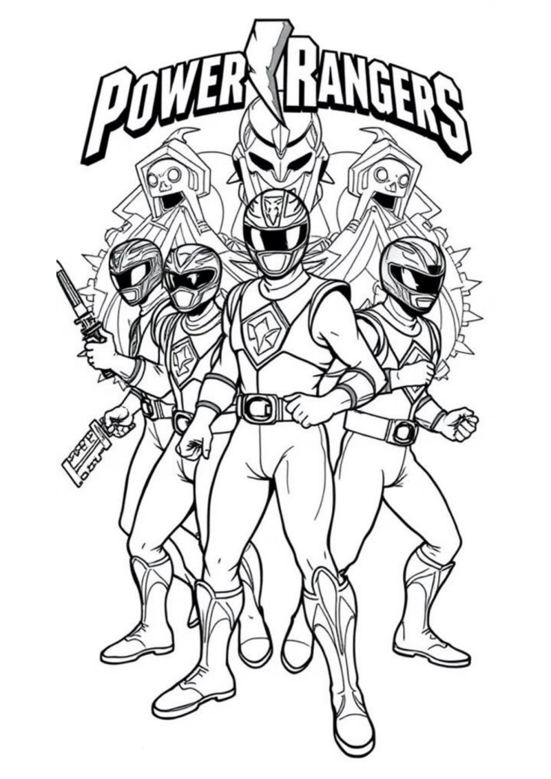 Desenho para colorir da equipa completa com o logótipo