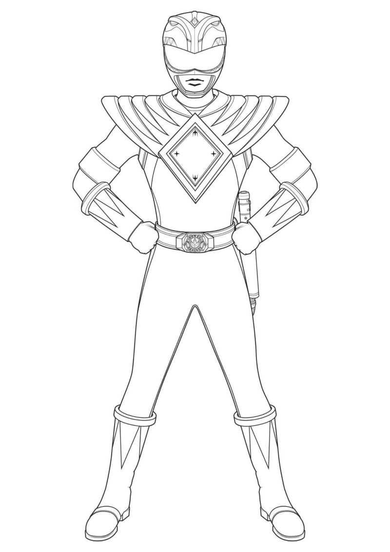Desenho para colorir de Ranger de armadura em posição firme