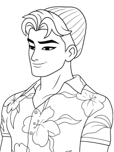 Saja Boy de camisa havaiana, desenho para colorir