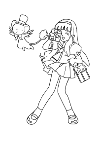 Desenho para colorir de Tomoyo a filmar com a câmara de vídeo