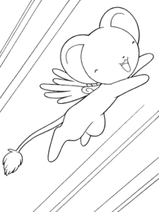 Desenho para colorir de Kero a voar entre linhas de velocidade