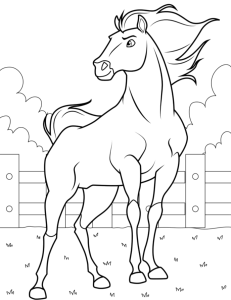 Desenho para colorir de Spirit no curral