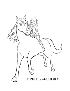 Desenho para colorir de Lucky a montar o Spirit