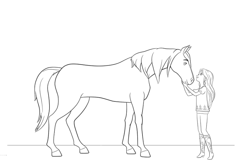 Desenho para colorir de Lucky a fazer festas ao Spirit