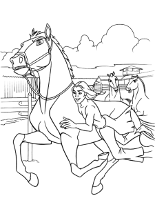 Desenho para colorir de Little Creek a tentar segurar o Spirit