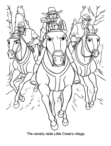 Desenho para colorir da cavalaria a galope