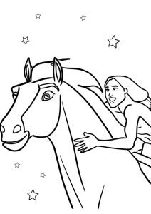 Desenho para colorir de Little Creek e Spirit em grande plano
