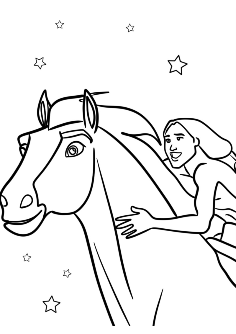 Desenho para colorir de Little Creek e Spirit em grande plano