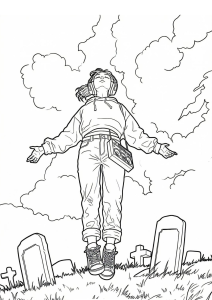 Desenho para colorir de Max a levitar no cemitério