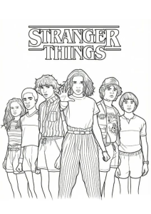 Desenho para colorir do grupo de amigos com o logótipo