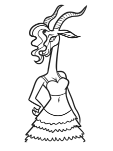 Desenho para colorir de Gazelle de vestido