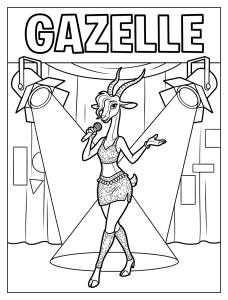 Desenho para colorir de Gazelle a cantar no palco